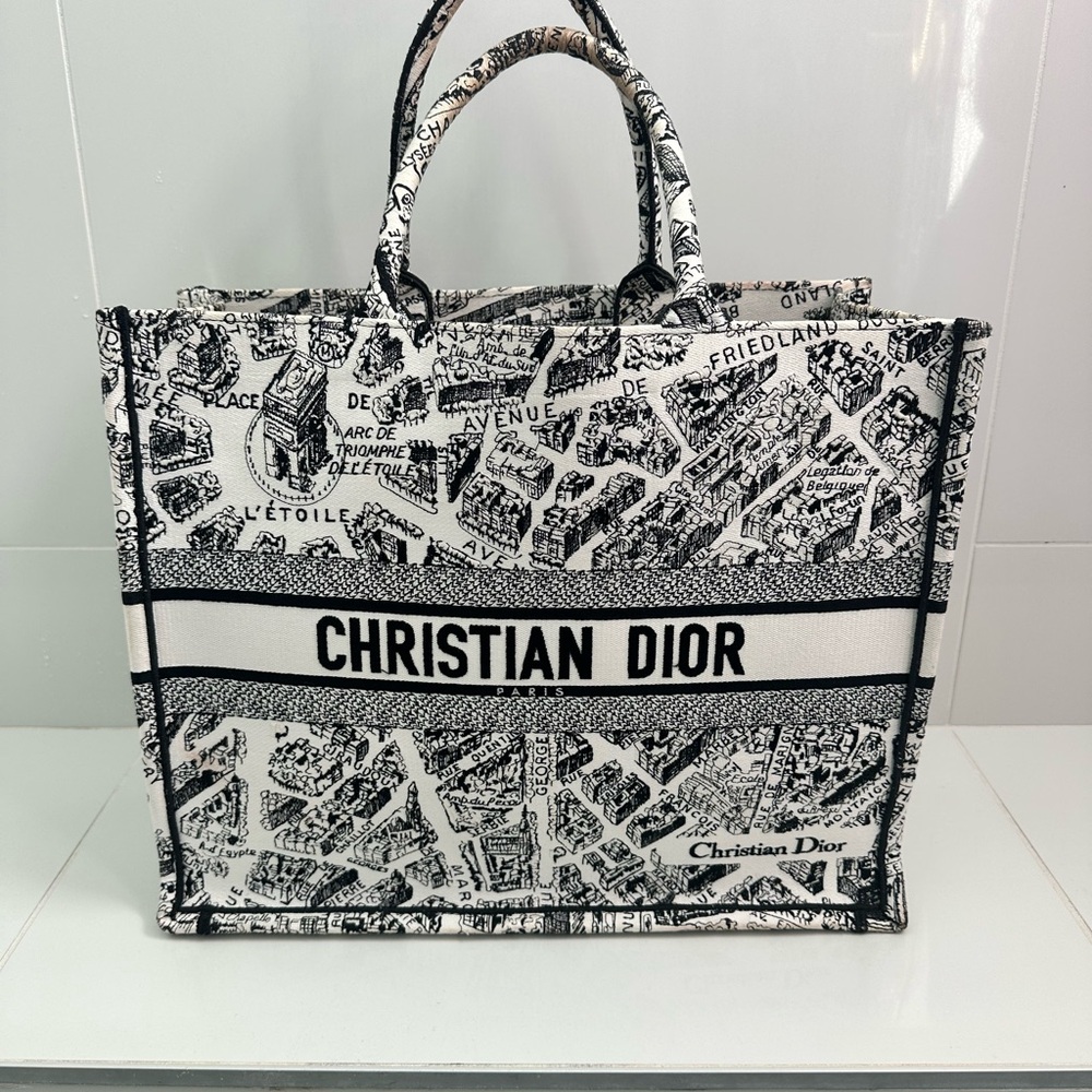 Dior Monochrome Map Print Tote- Large